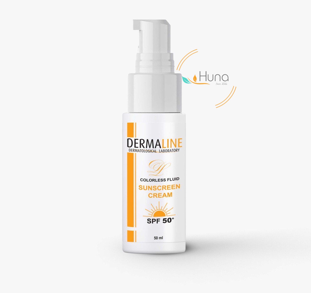 فلوئید ضد آفتاب بی‌رنگ درمالاین SPF 50 حجم 50 میلی‌لیتر